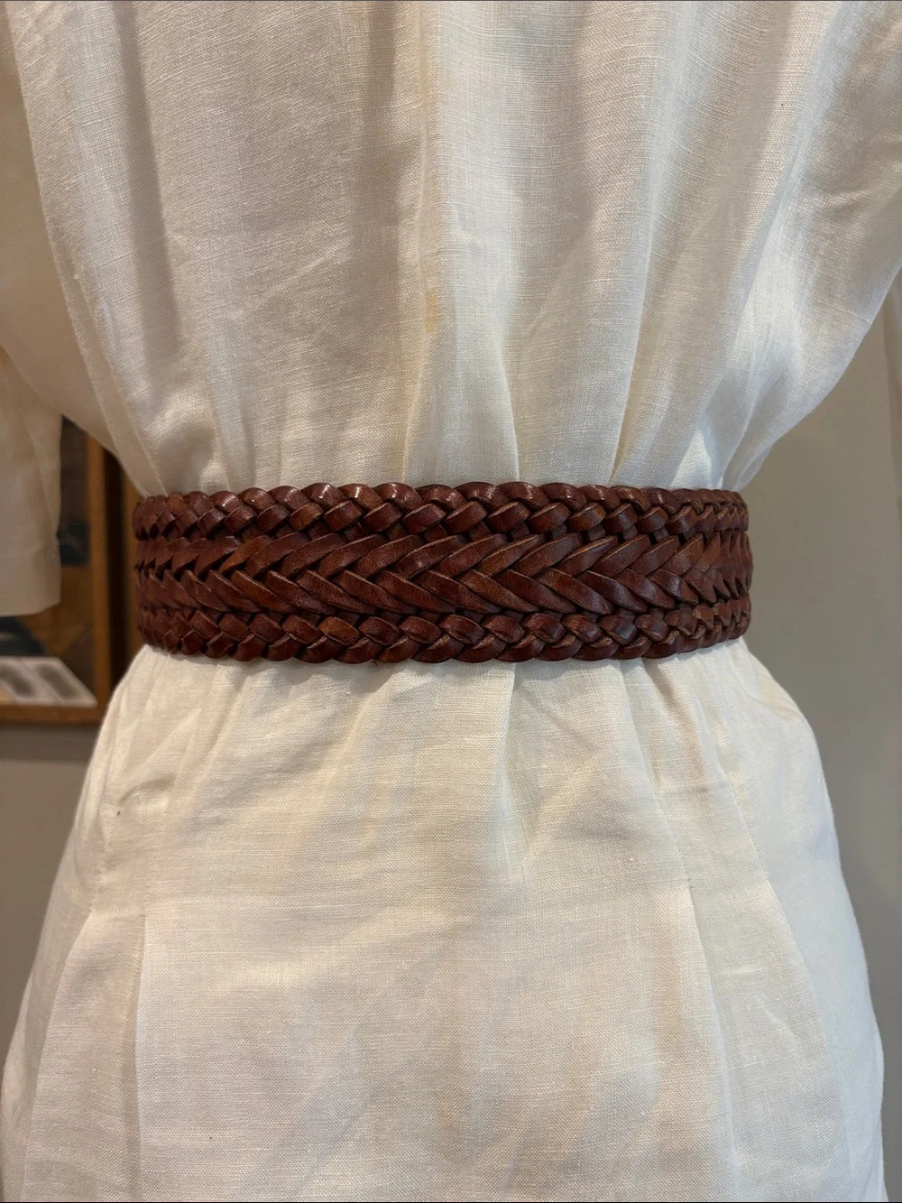 Vintage Ralph Lauren Braided Leather Wood Peg Waist Belt XXS/XS *As-Is* - Picture 4 of 12